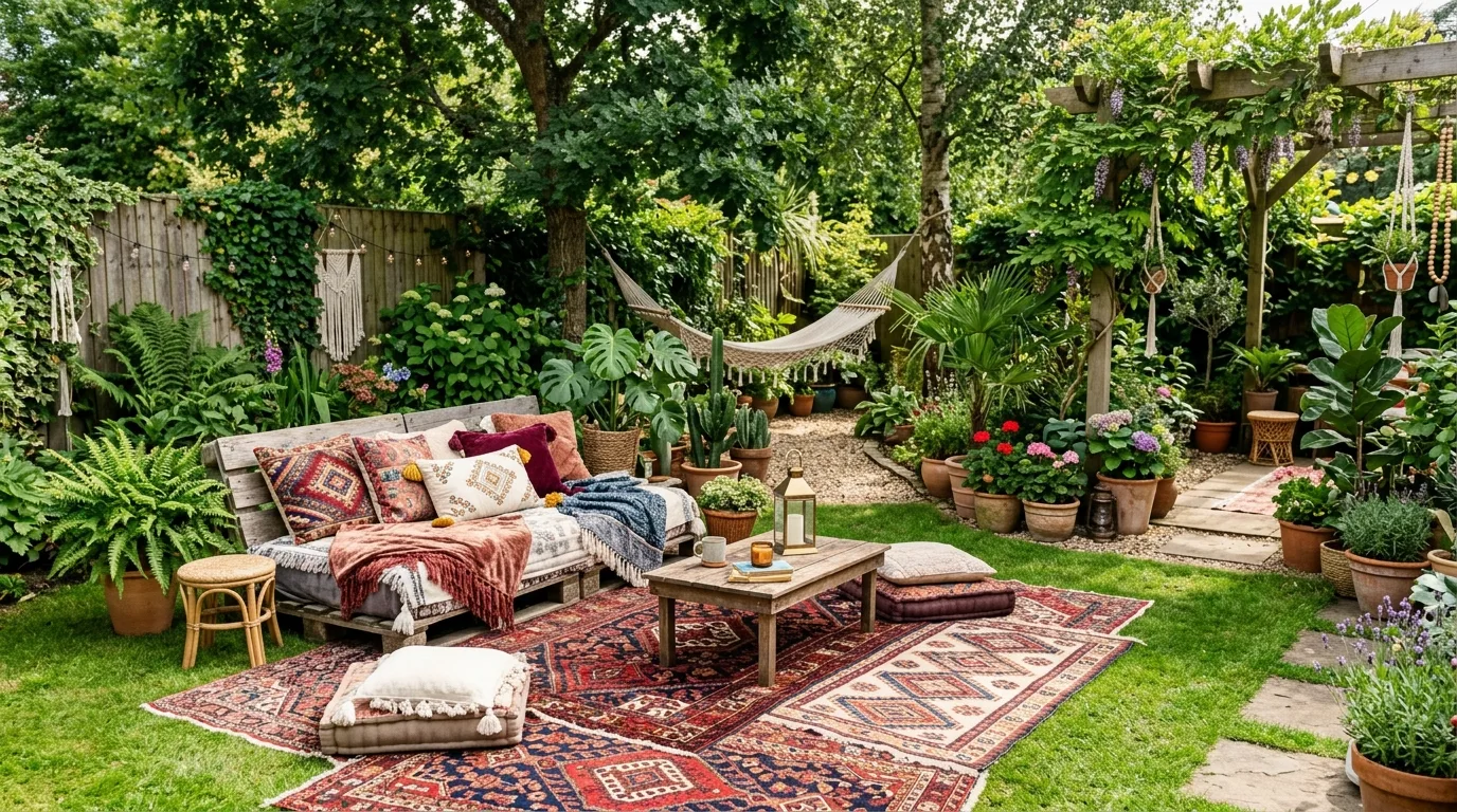 Boho Garden With Mixed Potted Plants